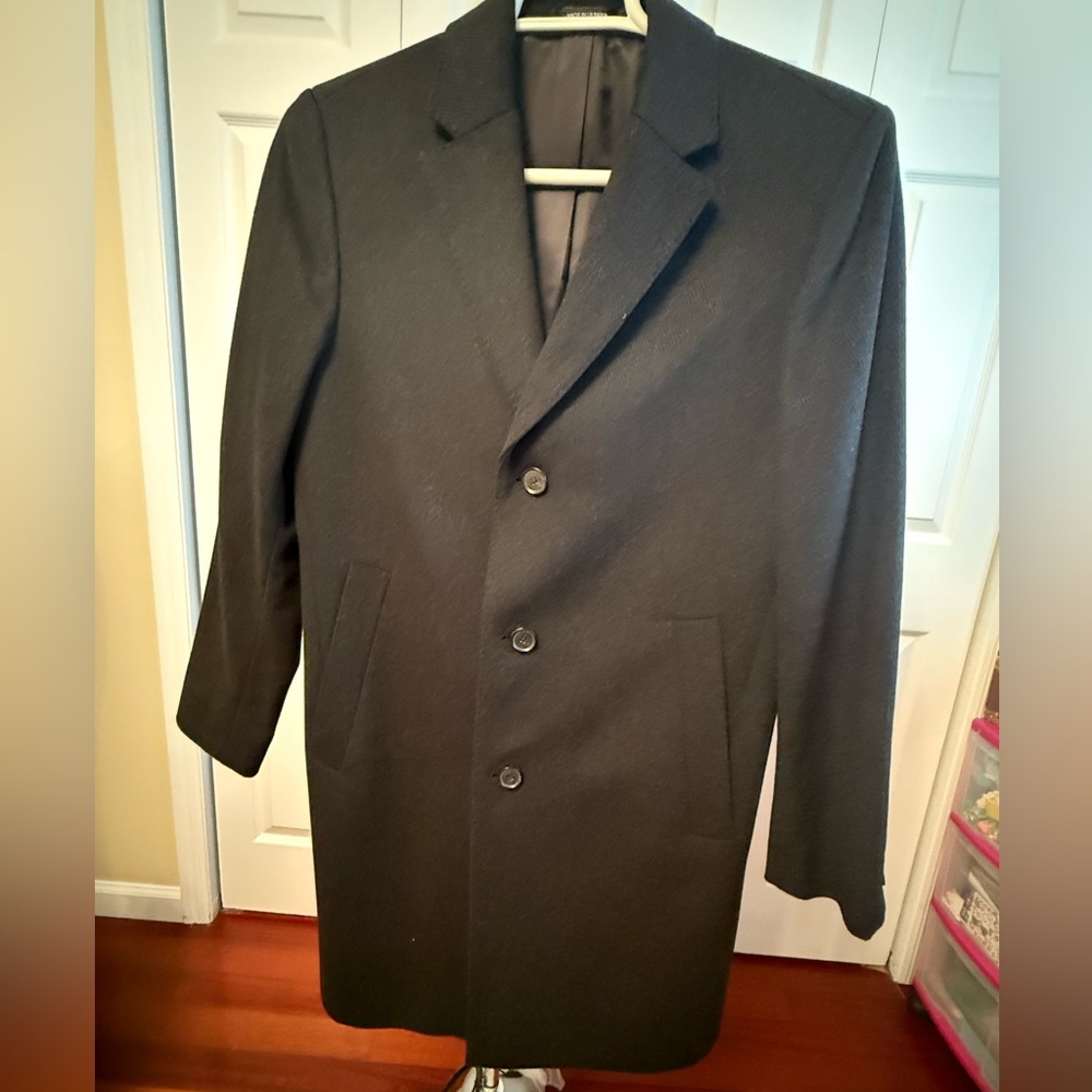 Men's Black Wool Overcoat